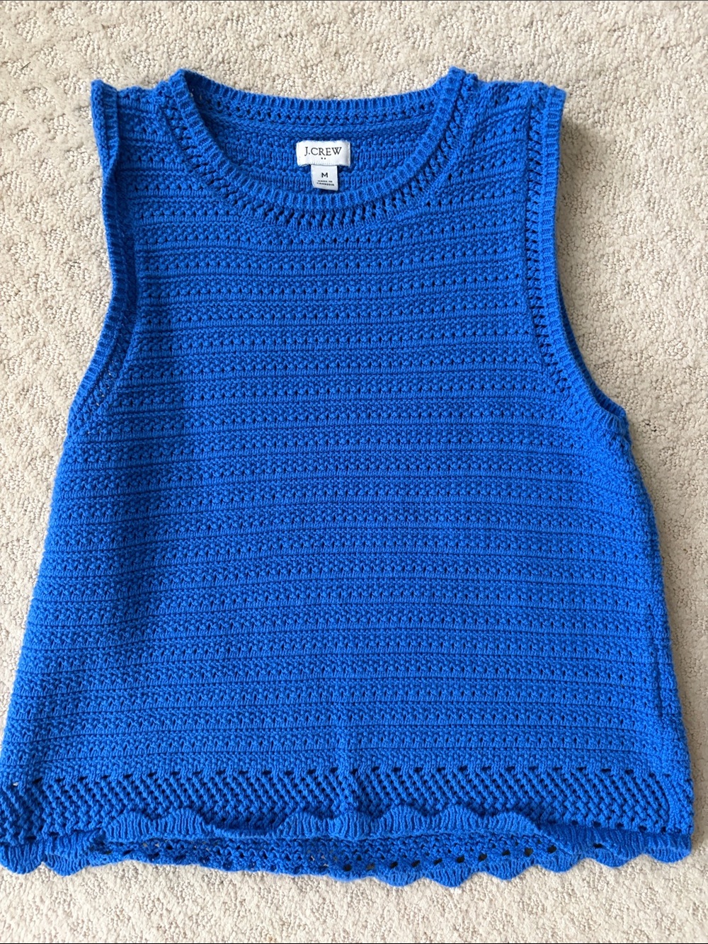 J. Crew Girls' Cobalt Blue Crochet Tank Top